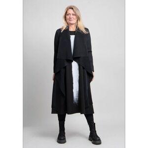 Alquema Arizona Pleated Waterfall Duster Ink Long Sleeve Layer Jacket One Size